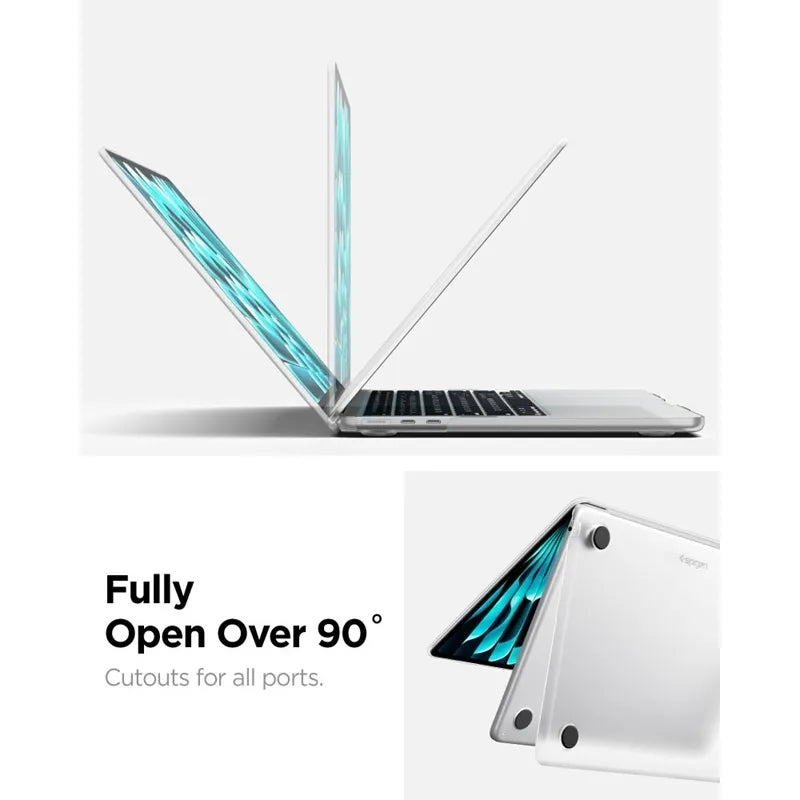 Spigen AirSkin - dėklas „MacBook Air“ 13,6" (M5/M4/M3/M2/2026-2022) (matinis skaidrus)