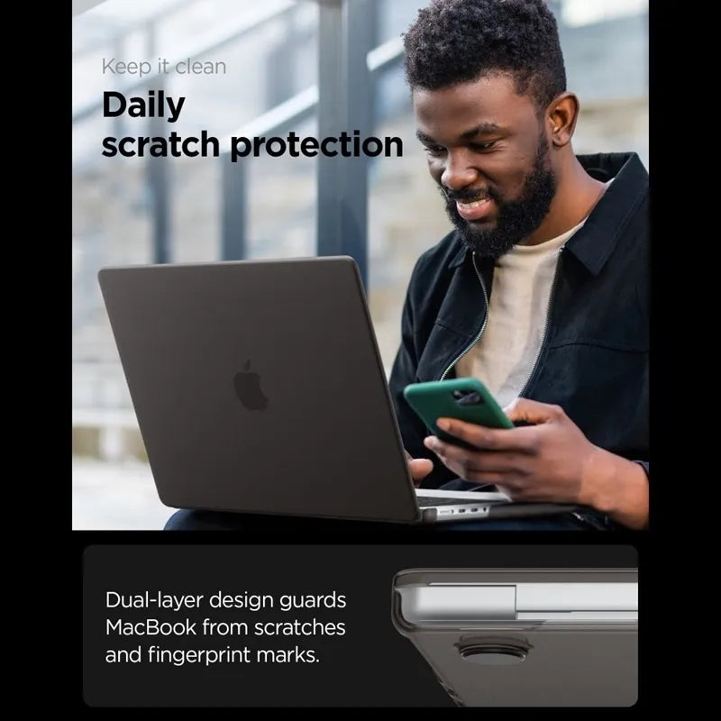 Spigen AirSkin – dėklas MacBook Pro 14" (M5/M4/M3/M2/M1/2026-2021) (Frost Black)