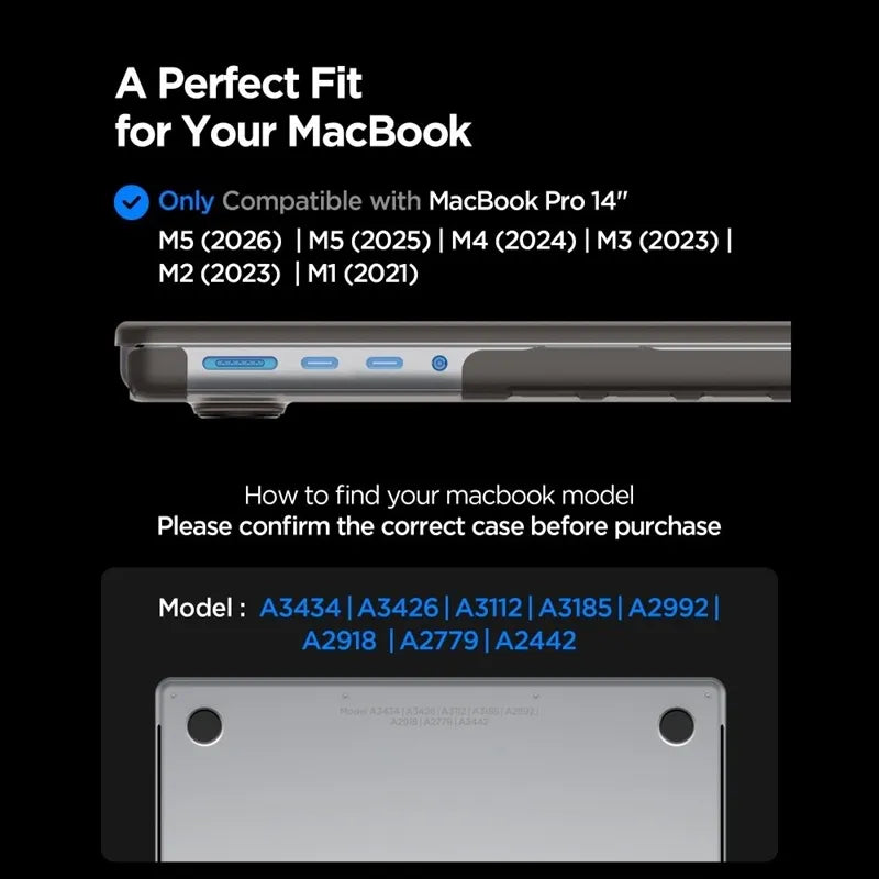 Spigen AirSkin – dėklas MacBook Pro 14" (M5/M4/M3/M2/M1/2026-2021) (Frost Black)