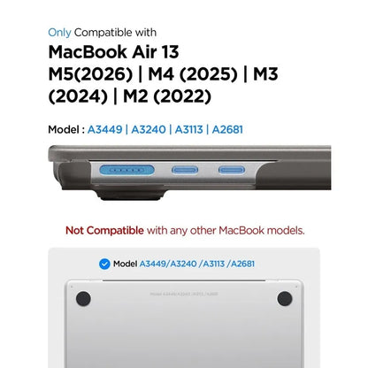 Spigen AirSkin - MacBook Air 13,6" dėklas (M5/M4/M3/M2/2026-2022) (matinė juoda)