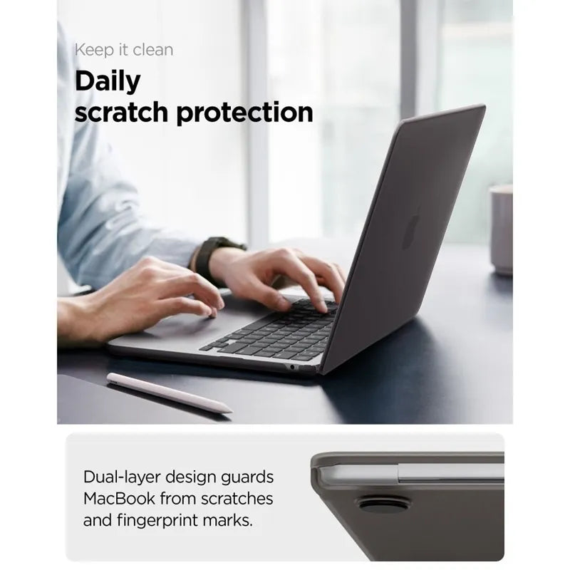 Spigen AirSkin - MacBook Air 13,6" dėklas (M5/M4/M3/M2/2026-2022) (matinė juoda)