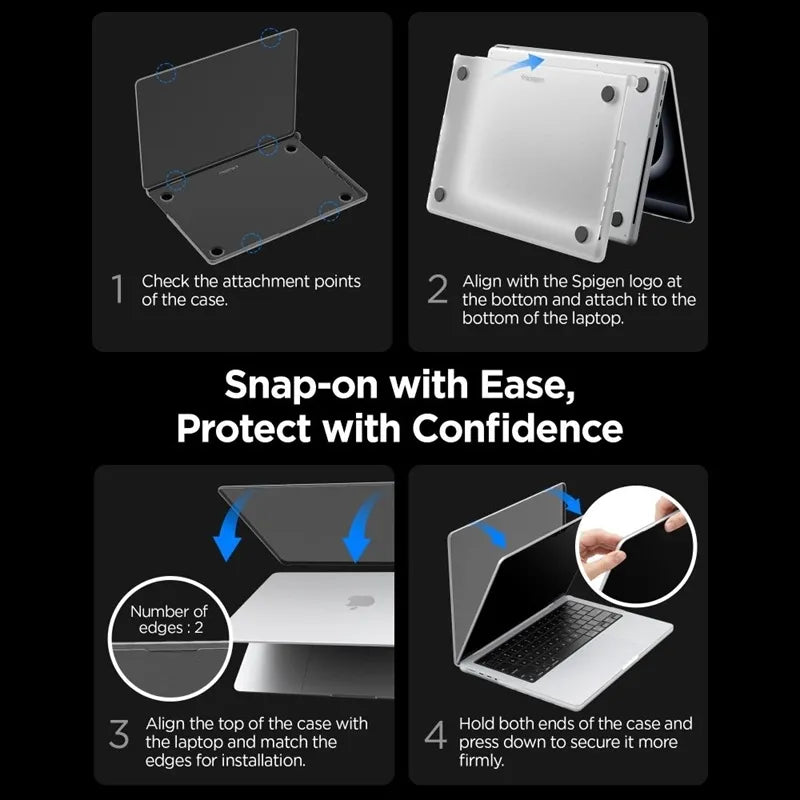 Spigen AirSkin – „MacBook Pro 16“ dėklas (M5/M4/M3/M2/M1/2026–2021) („Frost Clear“ spalva)
