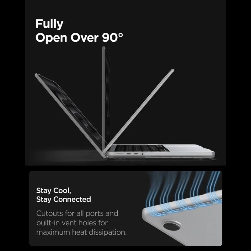 Spigen AirSkin – „MacBook Pro 16“ dėklas (M5/M4/M3/M2/M1/2026–2021) („Frost Clear“ spalva)