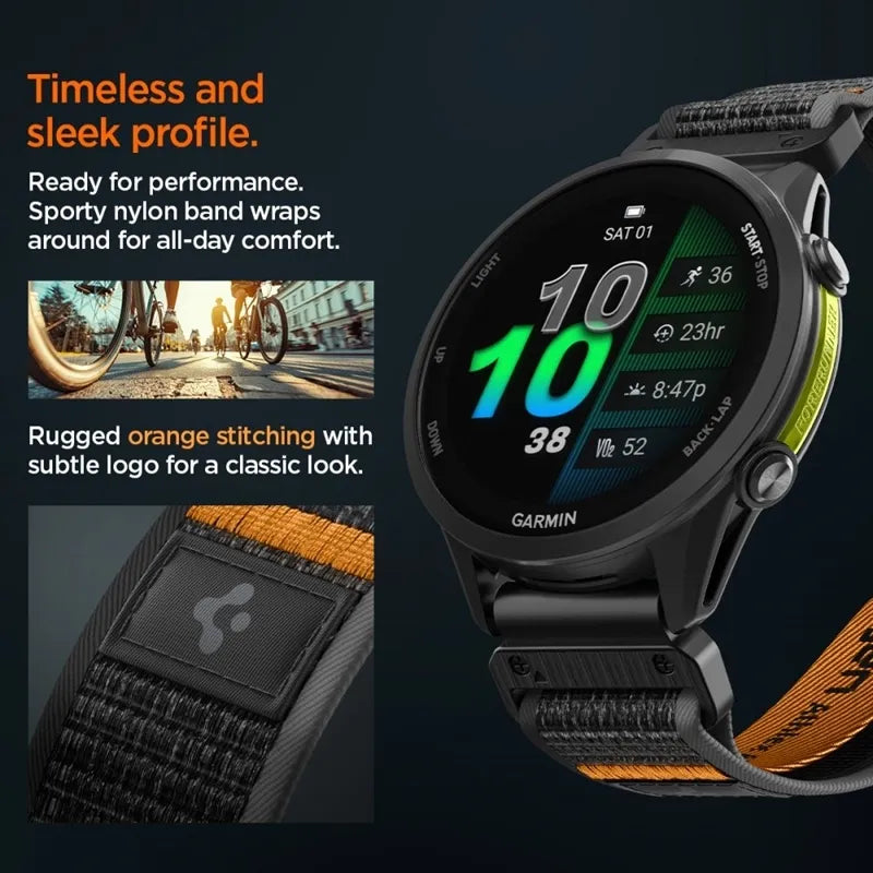 Spigen Athlex Air - Garmin QuickFit dirželis 22 mm (Active Black / Orange)