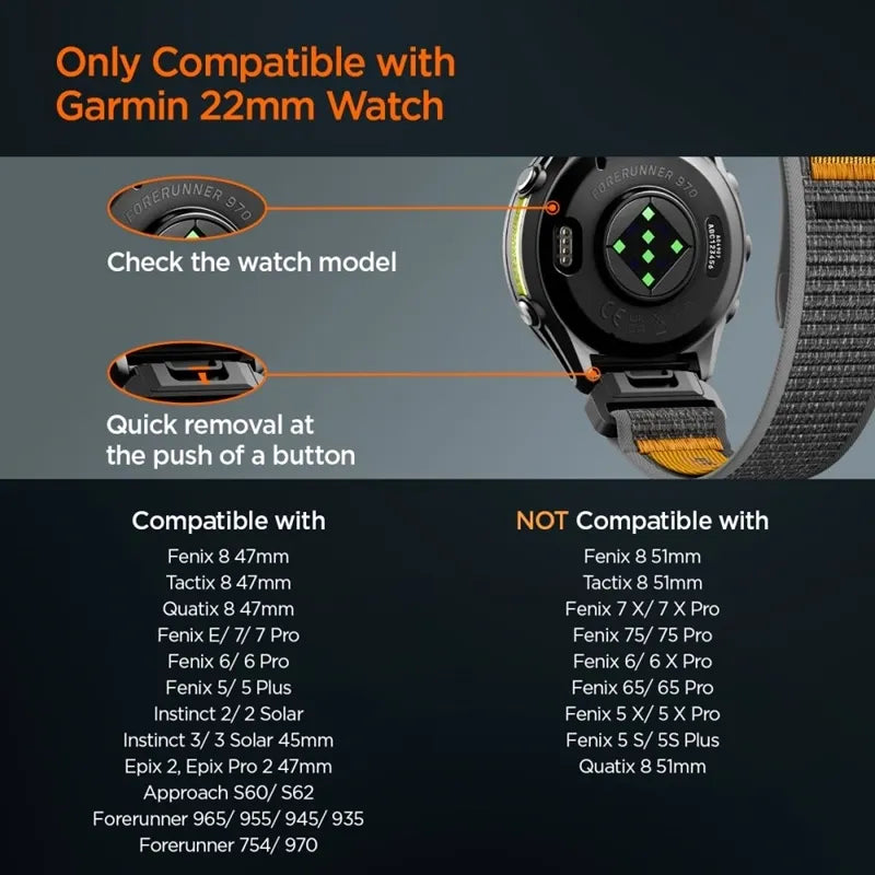 Spigen Athlex Air - Garmin QuickFit dirželis 22 mm (Active Black / Orange)