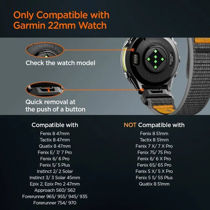 Spigen Athlex Air - Garmin QuickFit dirželis 22 mm (Active Black / Orange)