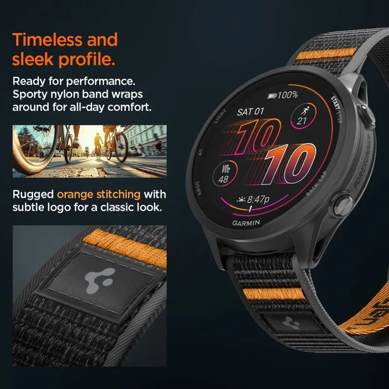 Spigen Athlex Air – „Garmin“ QuickRelease dirželis 22 mm (Active Black / Orange)