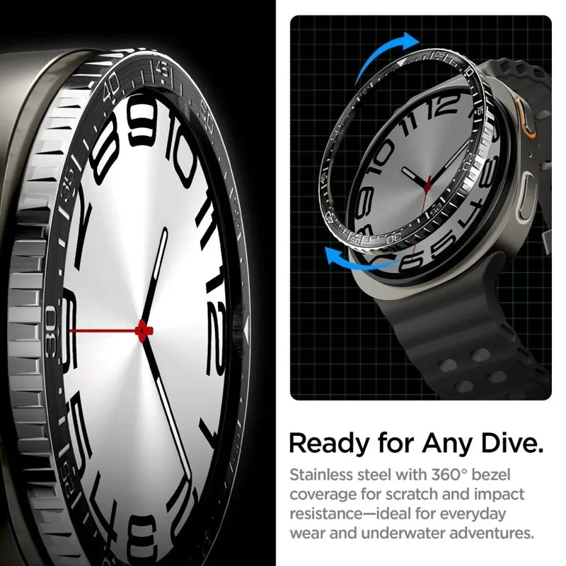 Spigen Bezel Tune Diver - Apsauginis korpusas / Bezel žiedas, skirtas Samsung Galaxy Watch 8 44 mm (Juodas)