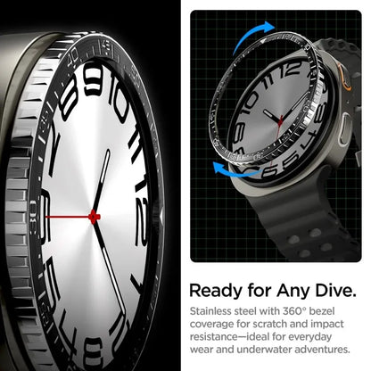 Spigen Bezel Tune Diver - Apsauginis korpusas / Bezel žiedas, skirtas Samsung Galaxy Watch 8 44 mm (Juodas)
