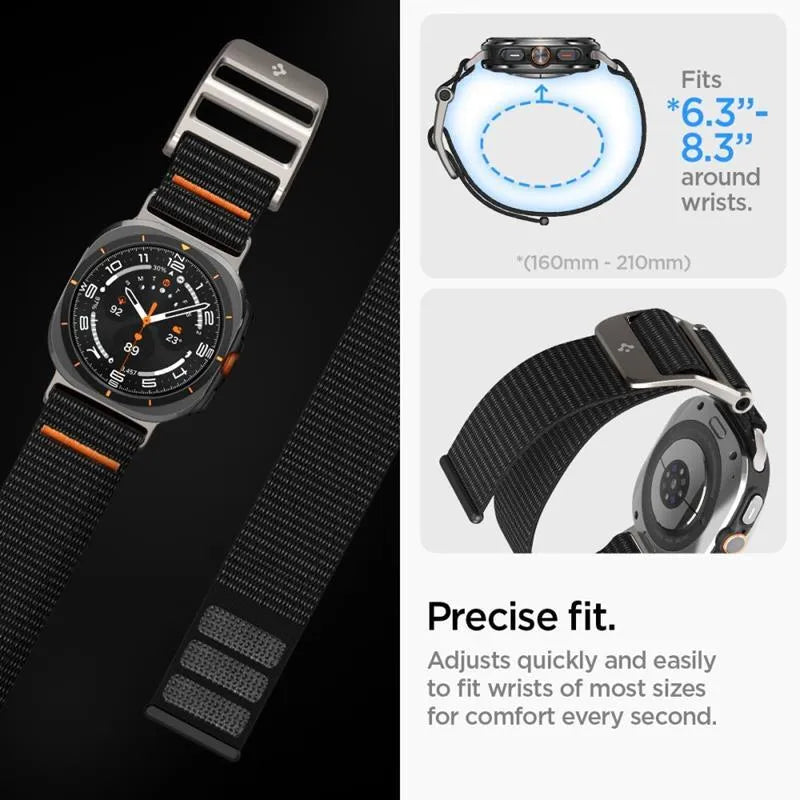 Spigen DuraPro Flex – Dirželis, skirtas Samsung Galaxy Watch Ultra 47 mm (2025/2024) (Juodas)