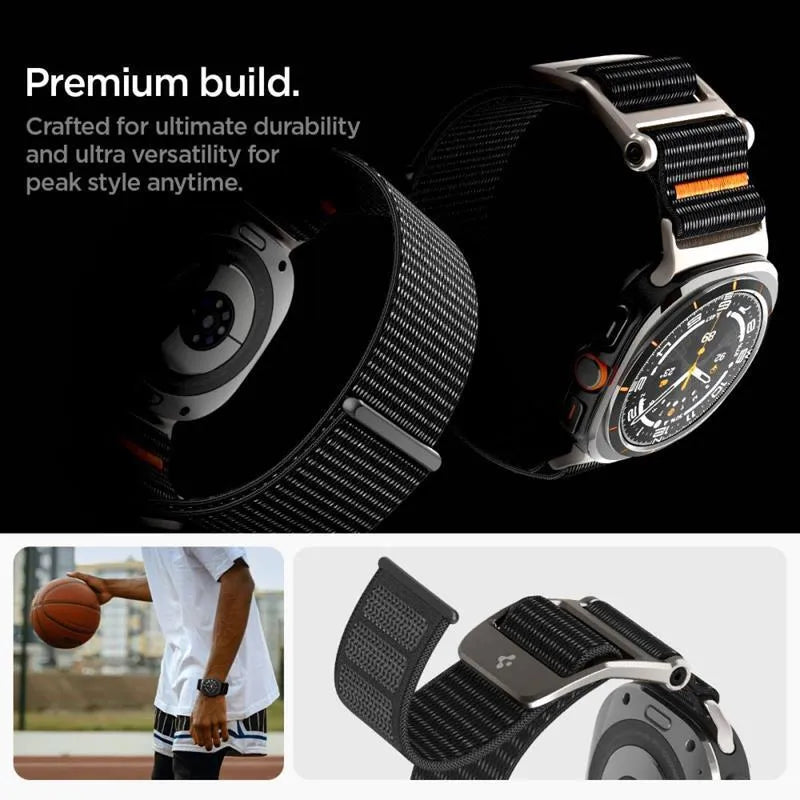 Spigen DuraPro Flex – Dirželis, skirtas Samsung Galaxy Watch Ultra 47 mm (2025/2024) (Juodas)