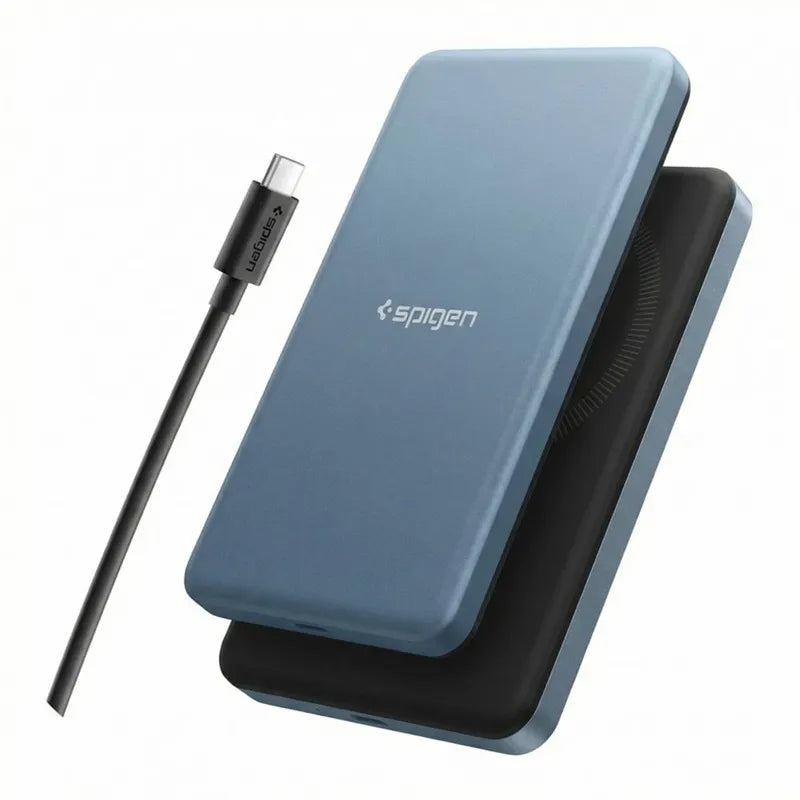 Spigen EA2205MQ Essential – „MagSafe“ išorinė baterija, 5000 mAh, 22,5 W, „Qi2“ (žalsvai melsva)