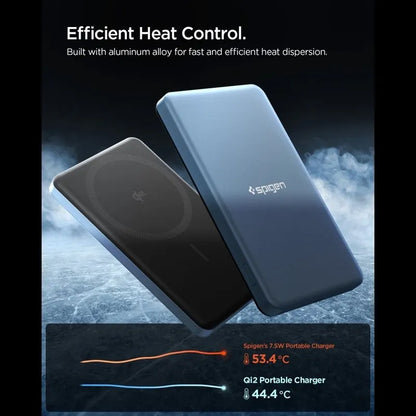 Spigen EA2205MQ Essential – „MagSafe“ išorinė baterija, 5000 mAh, 22,5 W, „Qi2“ (žalsvai melsva)