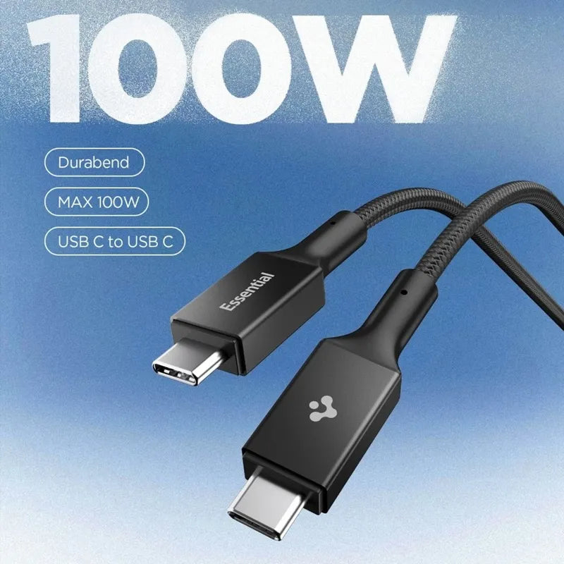 Spigen EB10010CC Essential – USB-C į USB-C PD laidas 100W 1m (juodas)