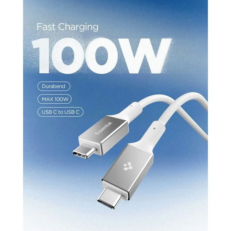 Spigen EB10015CC Essential – USB-C į USB-C PD laidas, 100 W, 1,5 m (baltas)