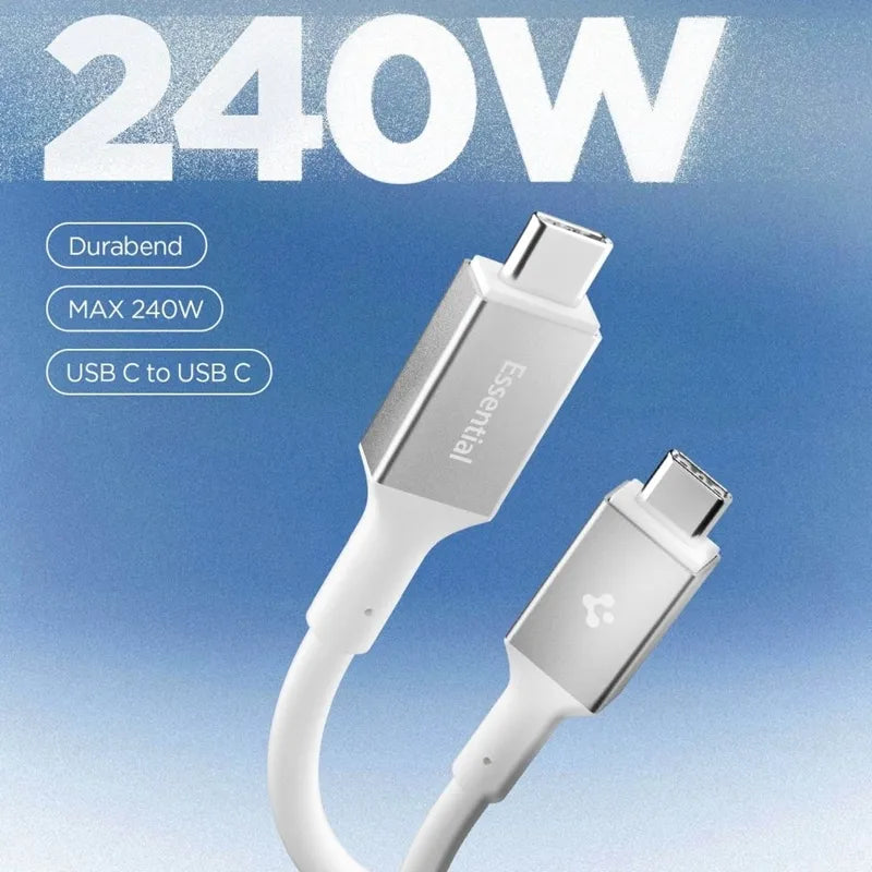 Spigen EB24012CC Essential - USB-C į USB-C PD Kabelis 240W 1.2m (Baltas)