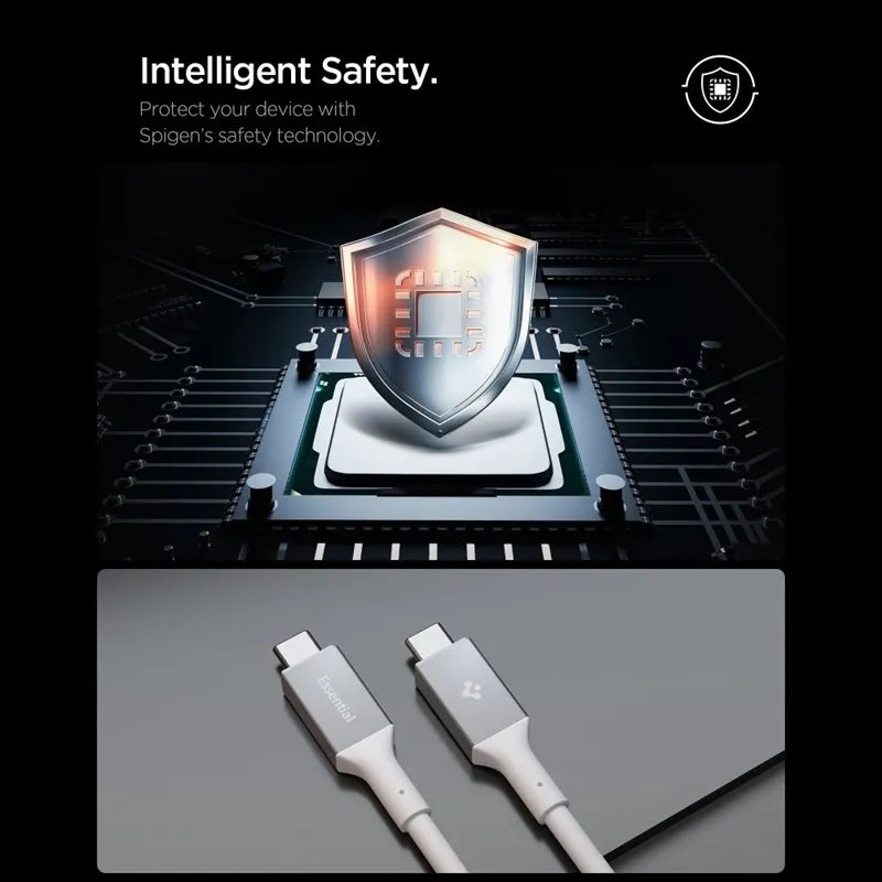 Spigen EB24012CC Essential - USB-C į USB-C PD Kabelis 240W 1.2m (Baltas)