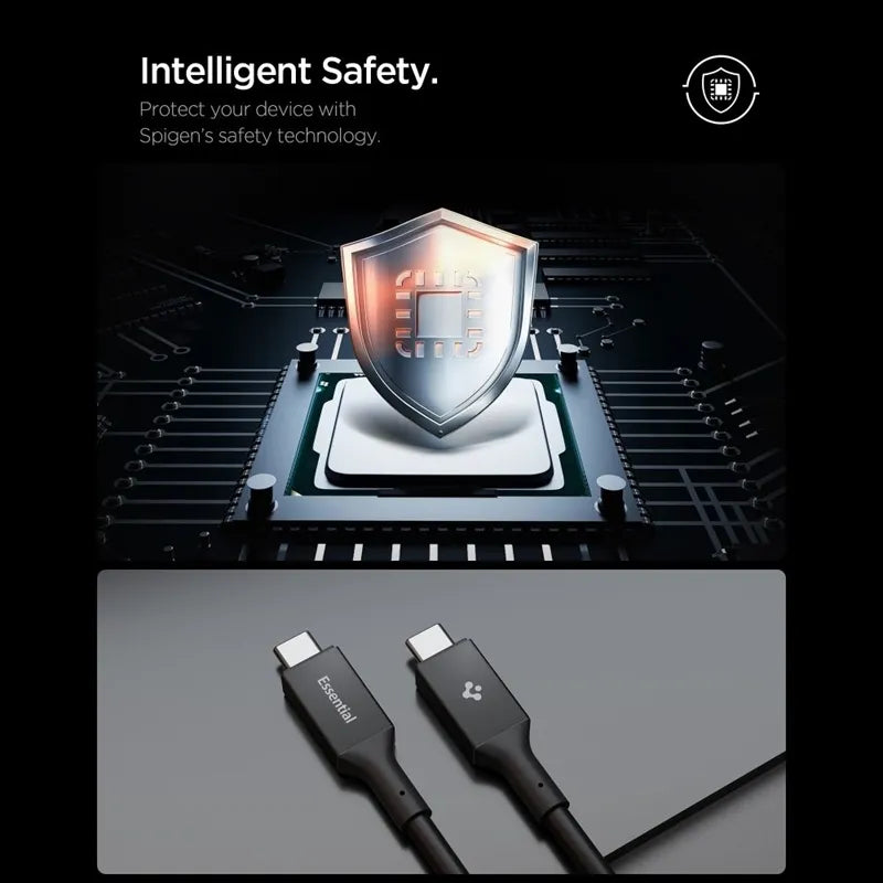 Spigen EB24012CC Essential - USB-C į USB-C PD laidas 240W 1.2m (juodas)