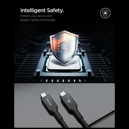 Spigen EB24012CC Essential - USB-C į USB-C PD laidas 240W 1.2m (juodas)