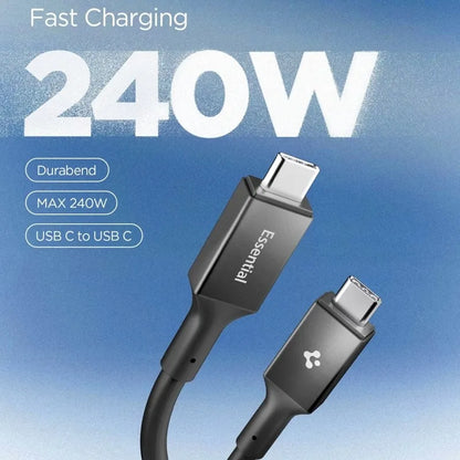 Spigen EB24012CC Essential - USB-C į USB-C PD laidas 240W 1.2m (juodas)