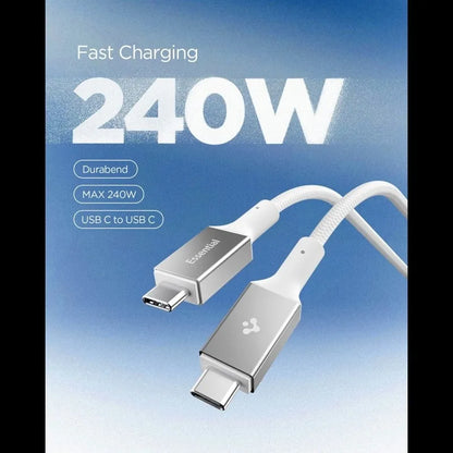 Spigen EB24015CC Essential – USB-C į USB-C PD laidas, 240 W, 1,5 m (baltas)