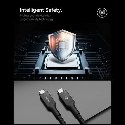 Spigen EB24015CC Essential – USB-C į USB-C PD laidas, 240 W, 1,5 m (juodas)