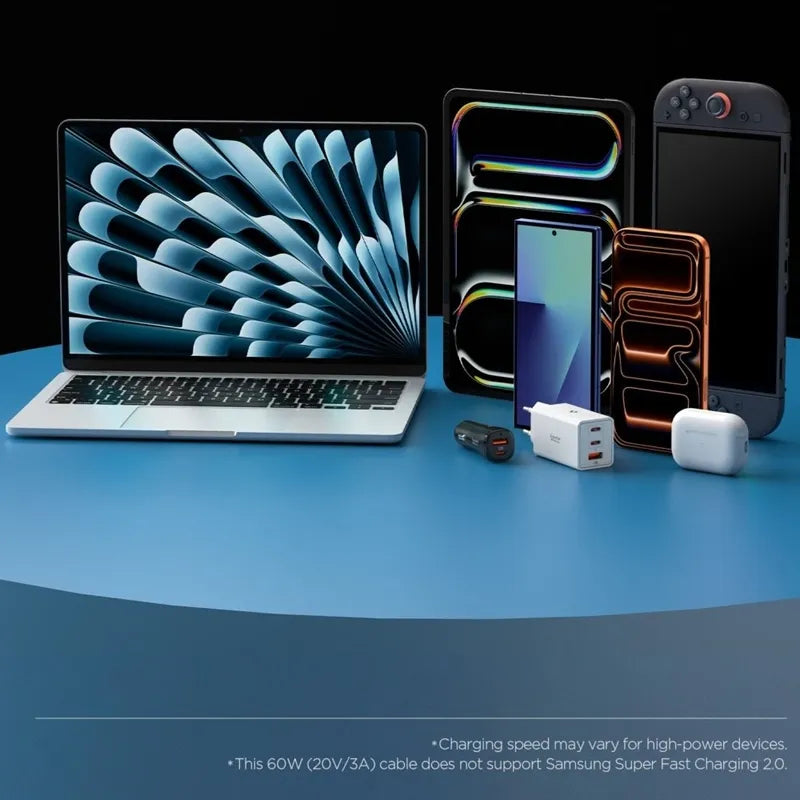 Spigen EB6010CC Essential – USB-C į USB-C laidas, 60W, 1m (rožinis)