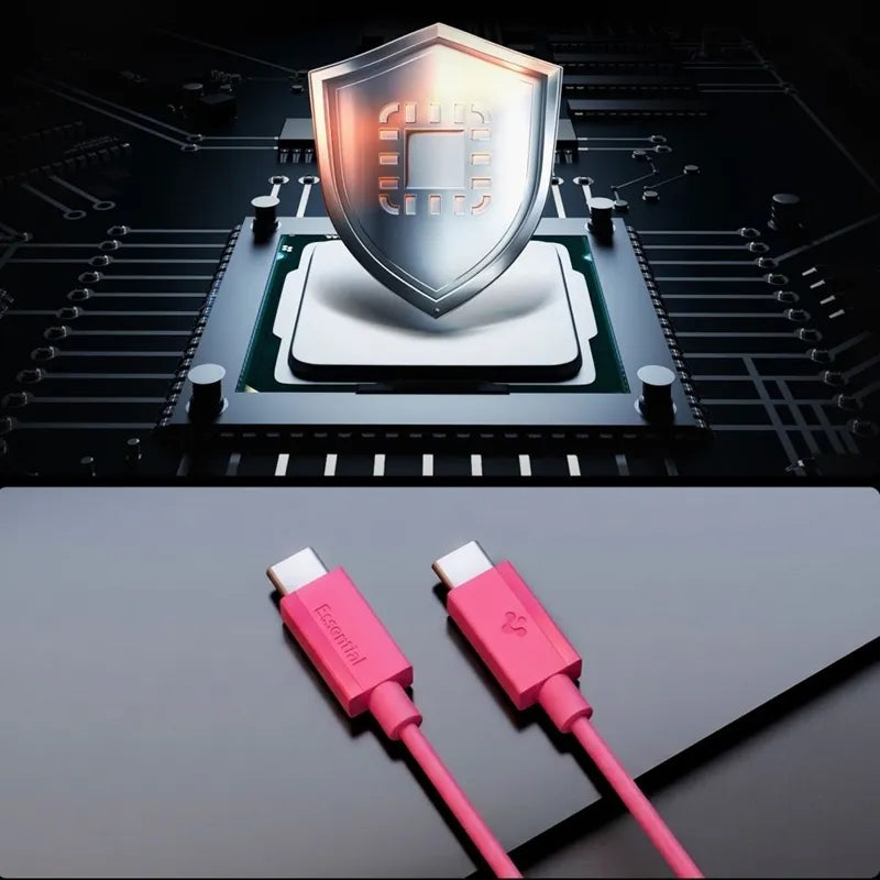 Spigen EB6010CC Essential – USB-C į USB-C laidas, 60W, 1m (rožinis)