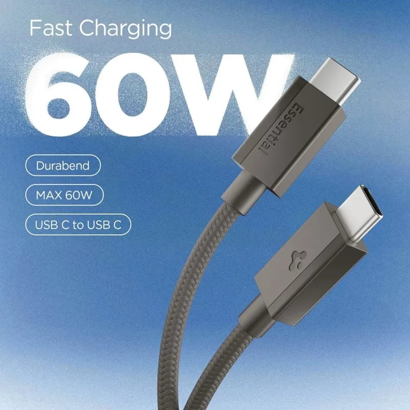 Spigen EB6015CC Essential – USB-C į USB-C laidas 60W 1,5 m (tamsiai pilkas)