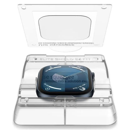 Spigen Elite Shield EZ Fit 2-Pack – hibridinis stiklo ekrano apsaugos rinkinys, skirtas Apple Watch 10 46 mm (skaidrus)