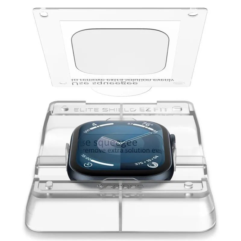 Spigen Elite Shield EZ Fit (2 vnt.) – hibridinio stiklo apsauga, skirta „Apple Watch 10“, 42 mm (skaidrus)