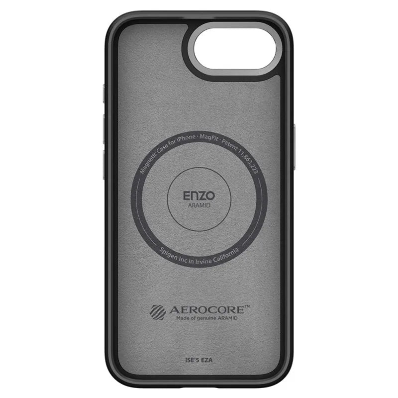 Spigen Enzo Aramid Mag MagSafe dėklas iPhone 17e / 16e (juodas)