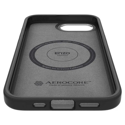 Spigen Enzo Aramid Mag MagSafe dėklas iPhone 17e / 16e (juodas)