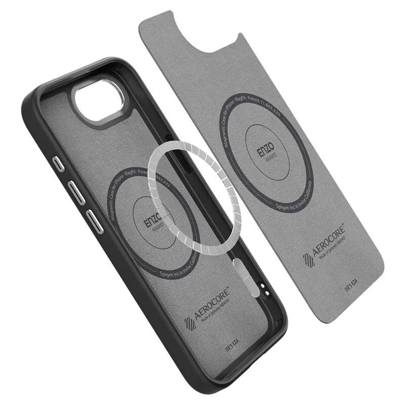 Spigen Enzo Aramid Mag MagSafe dėklas iPhone 17e / 16e (juodas)