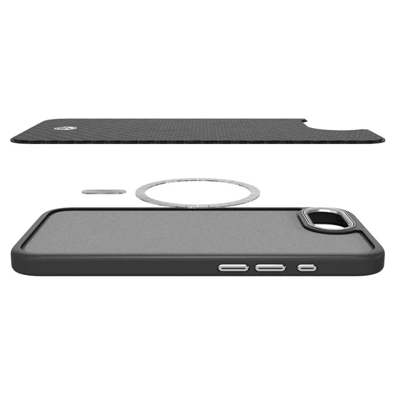 Spigen Enzo Aramid Mag MagSafe dėklas iPhone 17e / 16e (juodas)