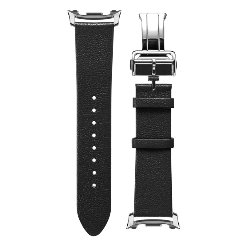 Spigen Enzo - Tikros odos dirželis skirtas Samsung Galaxy Watch 8 / 8 Classic 40 / 44 / 46 mm (Juodas)