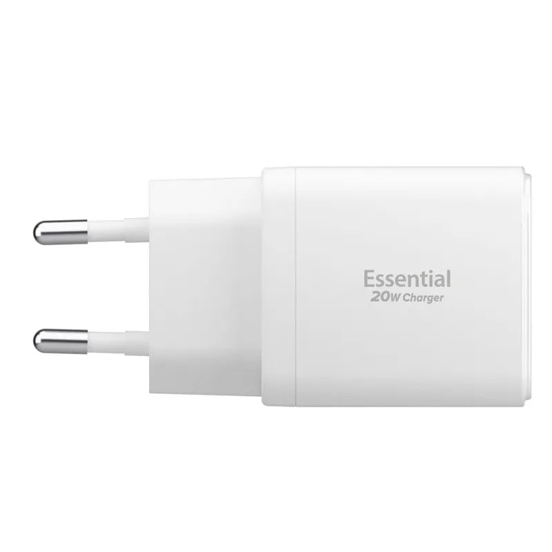 Spigen Essential EE202EU GaN Pro - USB-C + USB-A 20W Sieninis įkroviklis (Baltas)
