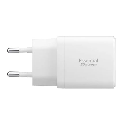 Spigen Essential EE202EU GaN Pro - USB-C + USB-A 20W Sieninis įkroviklis (Baltas)