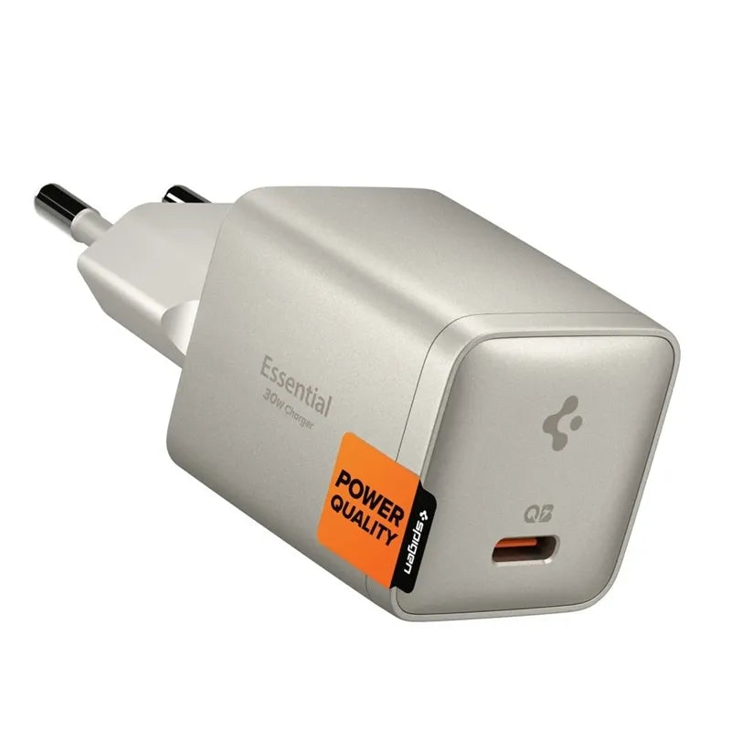 Spigen Essential EE301EU GaN – USB-C PD PPS 30W sieninis įkroviklis (natūralaus titano spalvos)