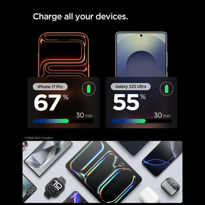 Spigen Essential EE301EU GaN – USB-C PD PPS 30W sieninis įkroviklis (natūralaus titano spalvos)