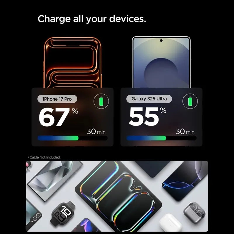 Spigen Essential EE301EU GaN – USB-C PD PPS 30W sieninis įkroviklis (tamsiai pilka spalva)