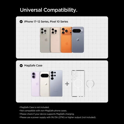 Spigen EV15MAQ Essential - MagSafe 15W Qi2 automobilinis ventiliacijos grotelių laikiklis (juodas)