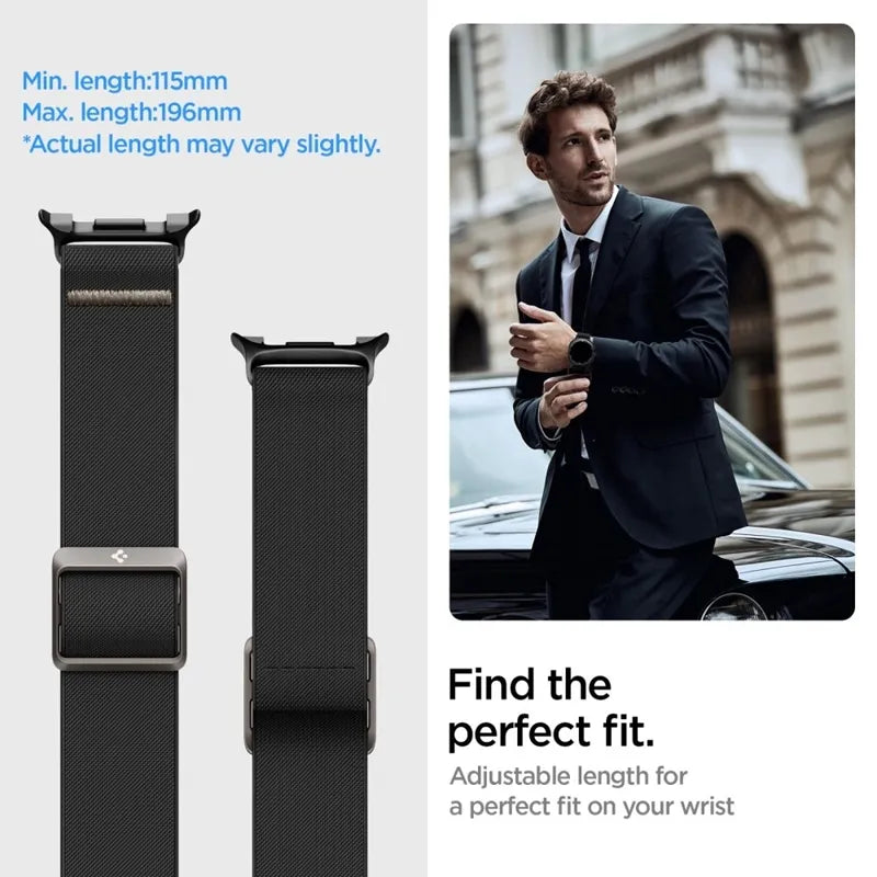 Spigen Fit Lite - Dirželis, skirtas Samsung Galaxy Watch 8 / 8 Classic 40 / 44 / 46 mm (Juodas)