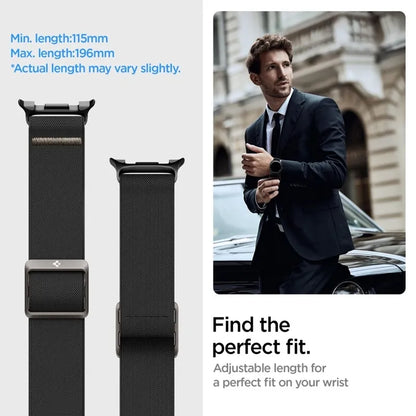 Spigen Fit Lite - Dirželis, skirtas Samsung Galaxy Watch 8 / 8 Classic 40 / 44 / 46 mm (Juodas)
