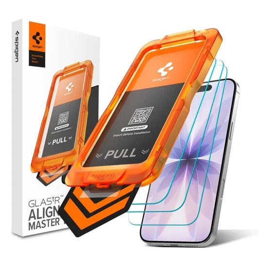 Spigen Glas.tR AlignMaster Slim 3-Vnt. - Grūdintas stiklas, skirtas Apple iPhone 17 (3 vnt.)