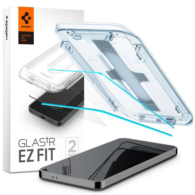 Spigen GLAS.TR EZ FIT 2-Pack – Grūdintas stiklas, skirtas Samsung Galaxy S25 / S24 (2 vnt.)