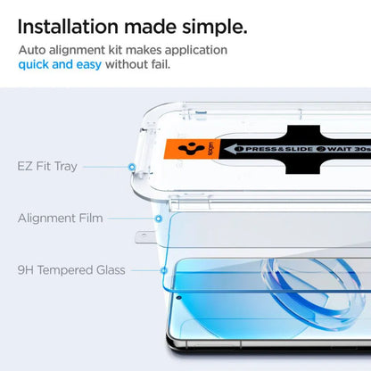Spigen Glas.TR EZ Fit 2 pakuotės – grūdintas stiklas Samsung Galaxy S23, 2 vnt. (skaidrus)