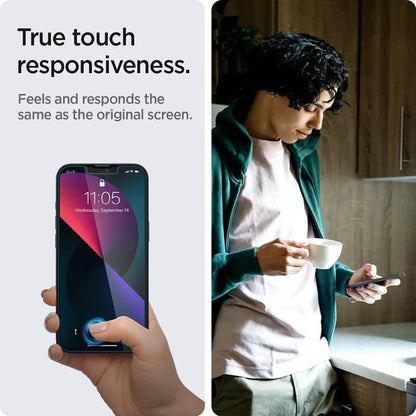 Spigen GLAS.TR EZ FIT 2 vnt. – Grūdintas stiklas, skirtas iPhone 17e / 16e / 14 / 13 Pro / 13 2 vnt.
