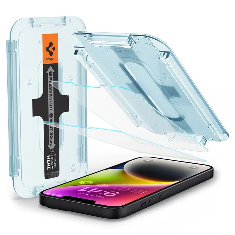 Spigen GLAS.TR EZ FIT 2 vnt. – Grūdintas stiklas, skirtas iPhone 17e / 16e / 14 / 13 Pro / 13 2 vnt.