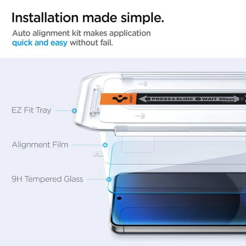 Spigen GLAS.TR EZ FIT 2 vnt. – Grūdintas stiklas skirtas Samsung Galaxy A56 5G / S24 FE (2 vnt.)